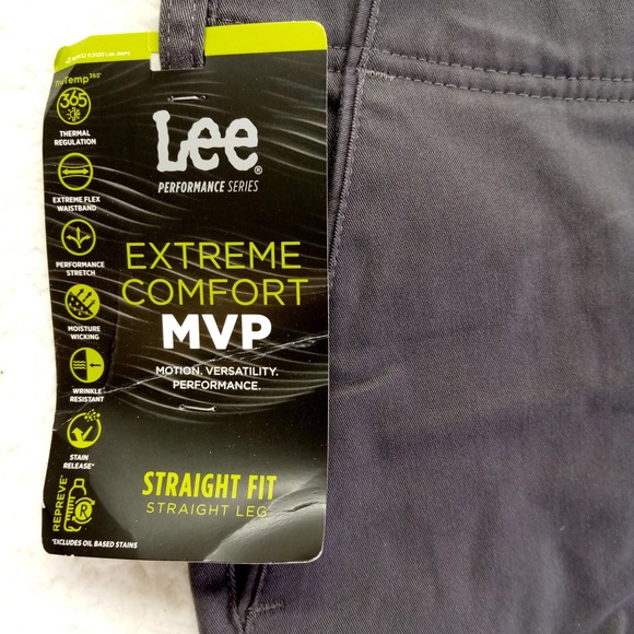 Lee Extreme Comfort MVP Straight Fit Men's Pants Dark Gray Size 42x30 - Picture 6 of 9